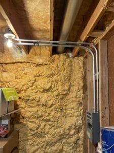 wiring going around insulated wall